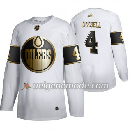 Herren Eishockey Edmonton Oilers Trikot Kris Russell 4 Adidas 2019-2020 Golden Edition Weiß Authentic